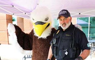 Officer with Eagle Mascot